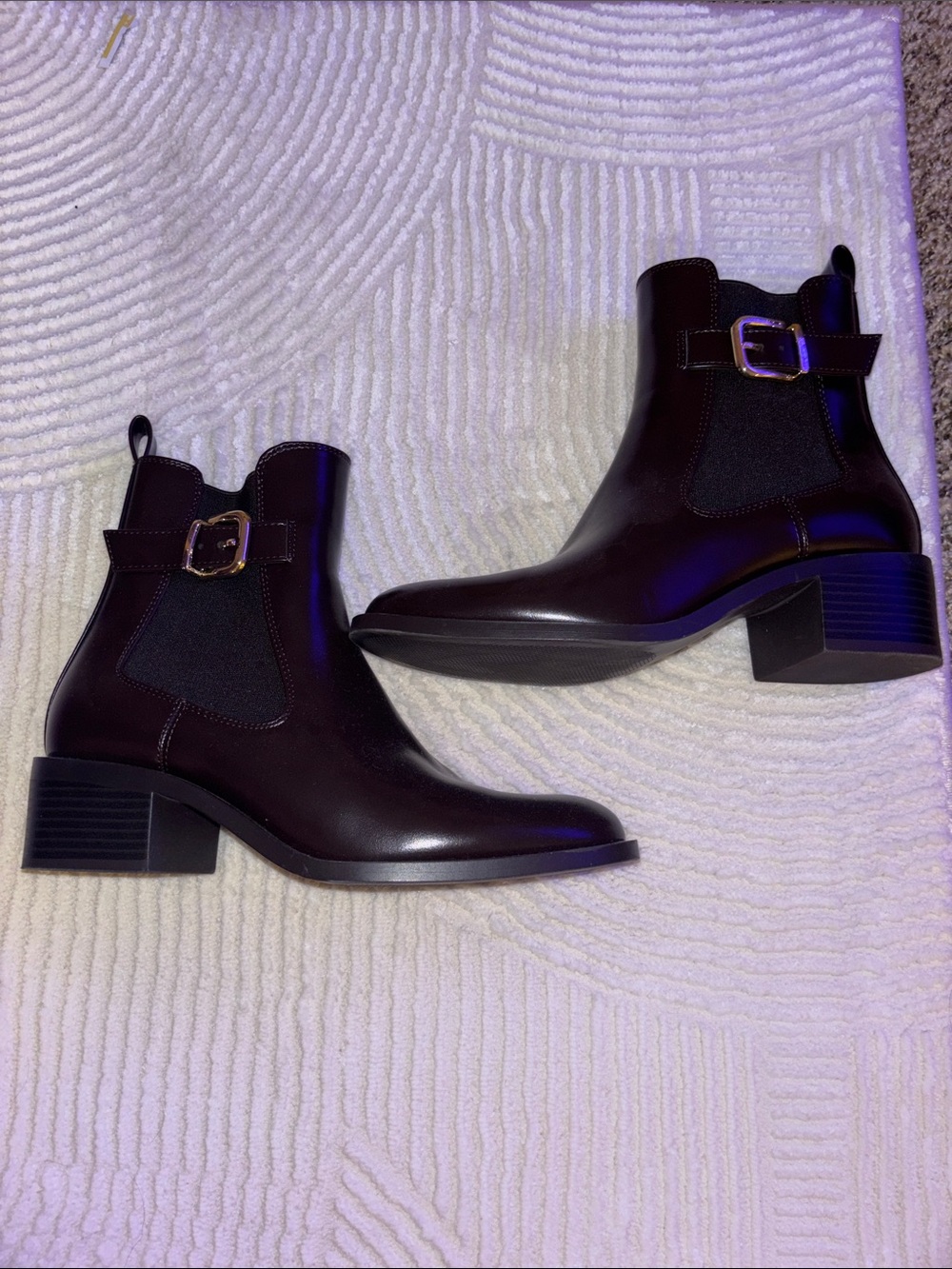 Zara Dark Brown Chelsea Ankle Boots with Buckle